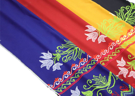 Голубой красный желтый цветок ткани полиэстера напечатанный цифров красочный для одежды