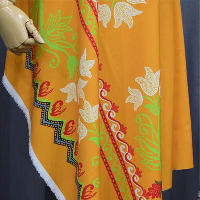 Голубой красный желтый цветок ткани полиэстера напечатанный цифров красочный для одежды