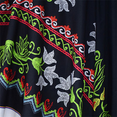 Голубой красный желтый цветок ткани полиэстера напечатанный цифров красочный для одежды